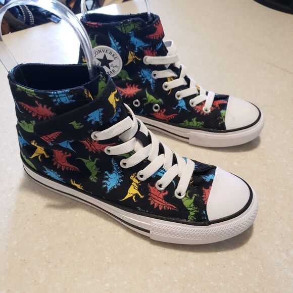 CONVERSE KIDS CHUCK TAYLOR ALL STAR HIGHT-TOP DINOSAUR YTH SZ 2.5 Black WORN 1X - Picture 1 of 7